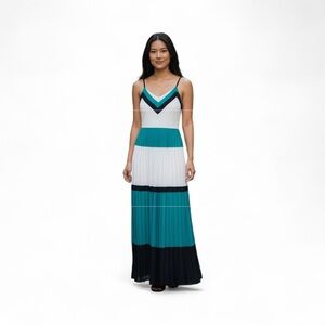 Banana Republic Milly Collection Blue  Colorblock Maxi Dress 6 Cruise Vacation